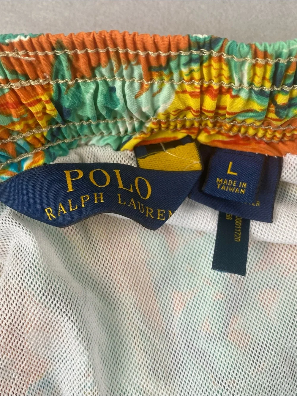 Polo Ralph Lauren Elephant Tropical Print Swim Trunks Men’s L Orange Mesh Lined